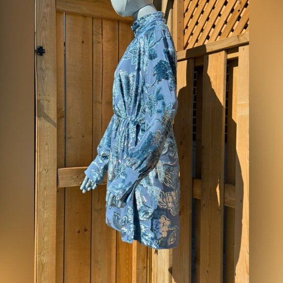 🆕 SIMKHAI 🧿 NWOT Halen Draped Velvet Mini Dress, Celestial Blue - Sz US 6 - Picture 6 of 15